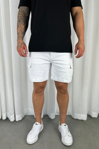 Relaxed Cargo Shorts - White