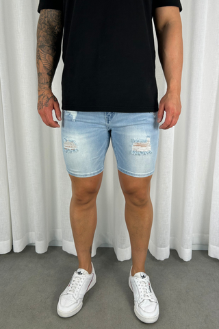 Charlie P Denim Shorts - Light Blue