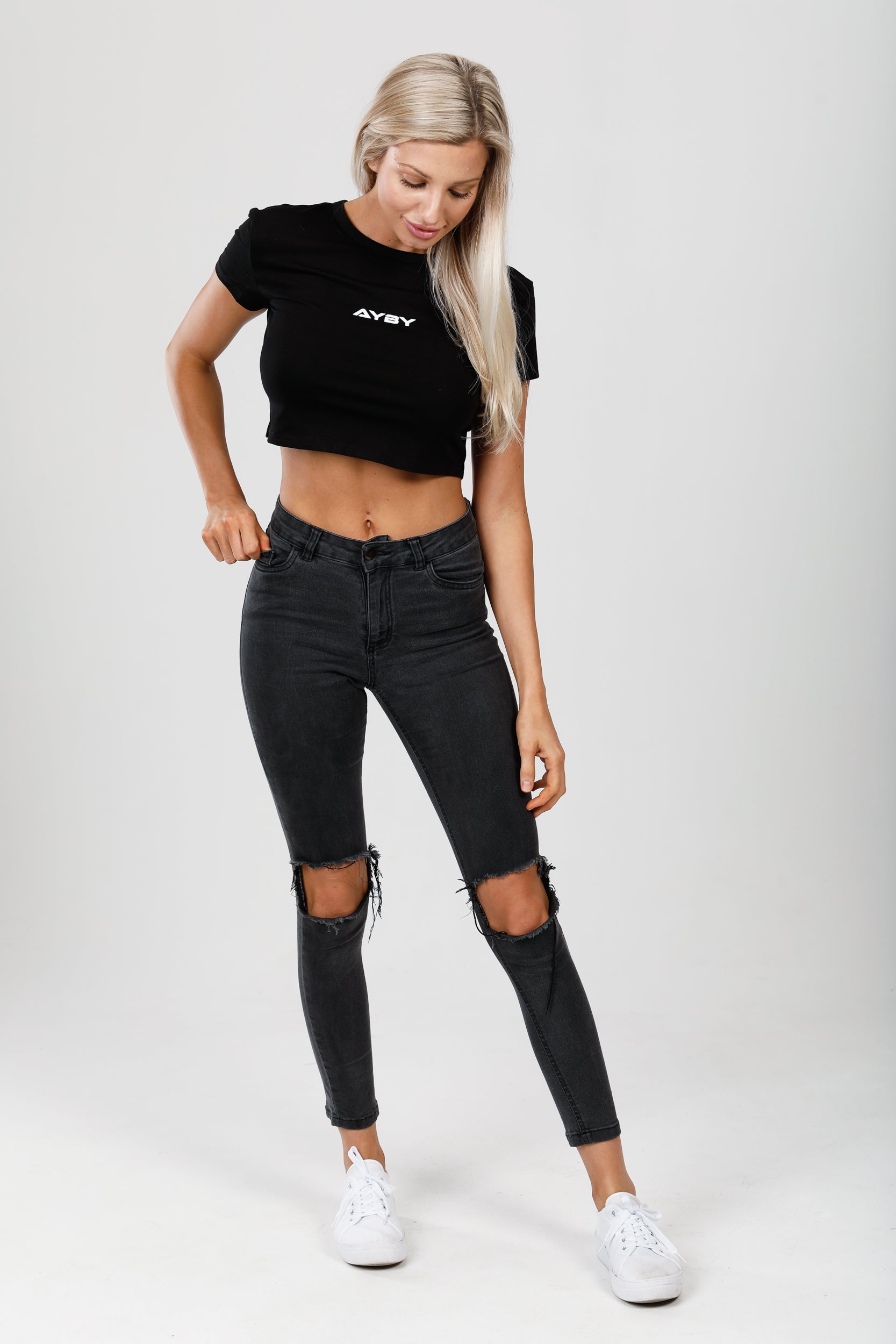 Midnight Black Crop Tee
