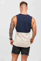 Navy Blue & Cream Muscle Tank