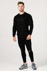 Slim Fit Signature Crew Neck - Black