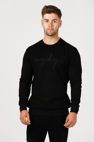 Slim Fit Signature Crew Neck - Black